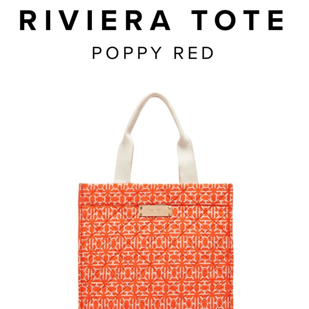 India Hicks Poppy Red Riviera Tote bag  NEW